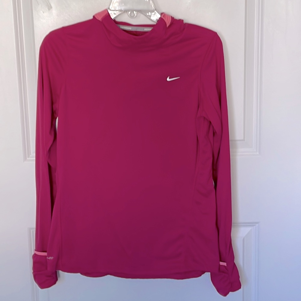 Nike Running Pink Pullover Hoodie Tee Medium Activewear Workout